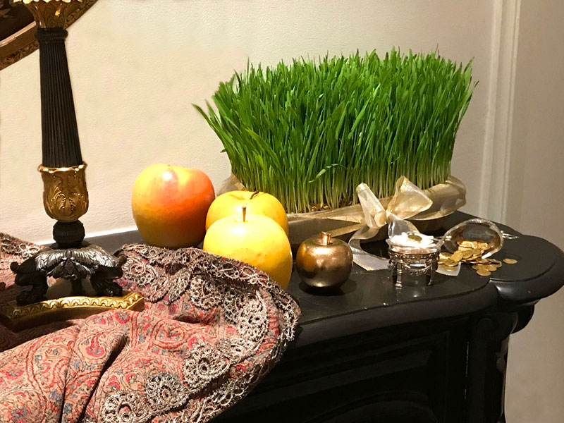 arrangement on an antique mantelpiece