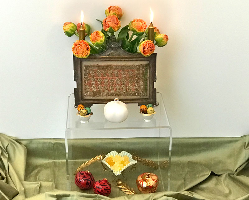 two levels around framed fragment of an Ottoman textile