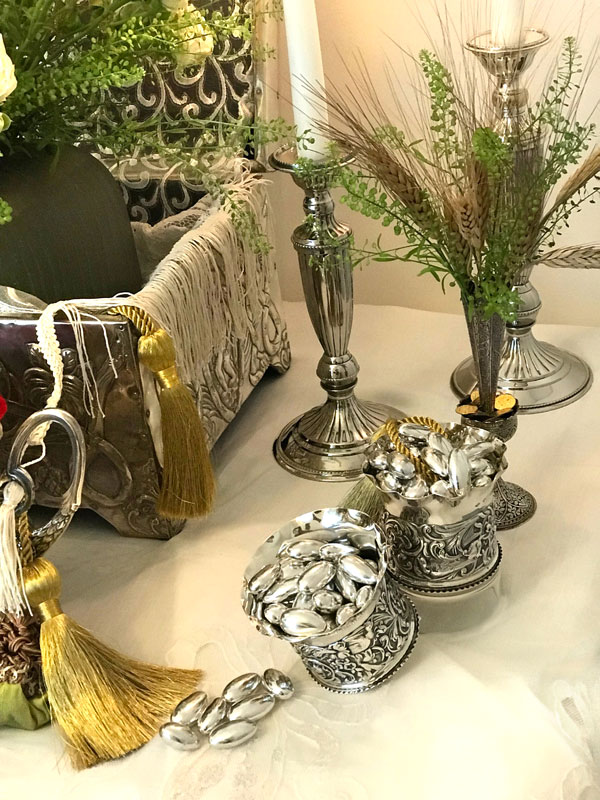 silver-finish sugared almonds