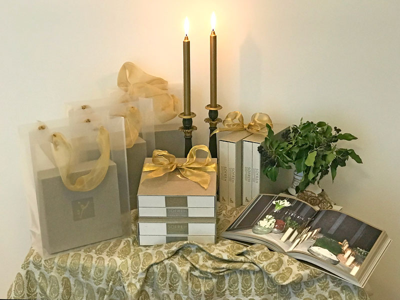sofreh books on gold silk