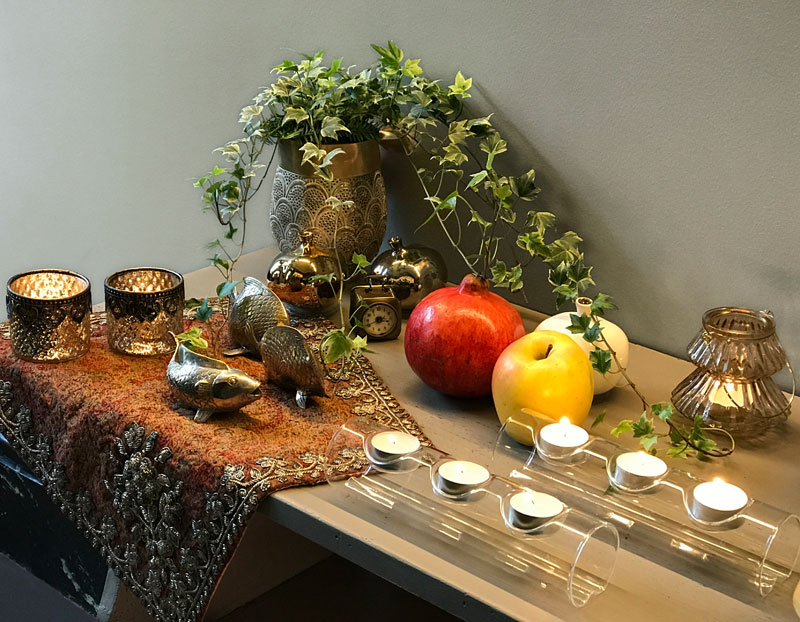 ceramic pomegranates and fish