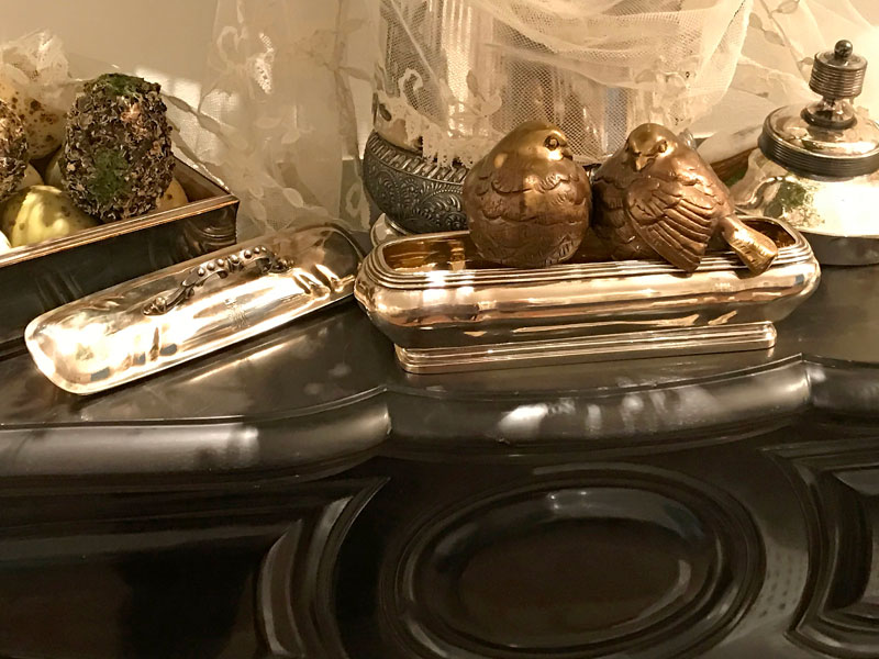 pair of antique-gold finish birds