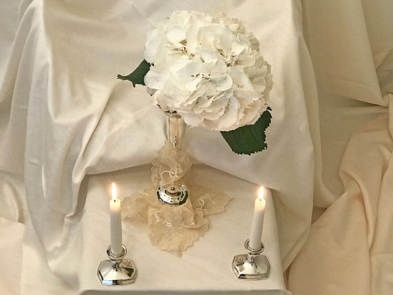 snowball hydrangea and candles