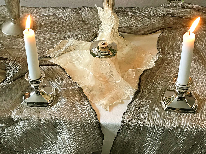 antique lace with candles