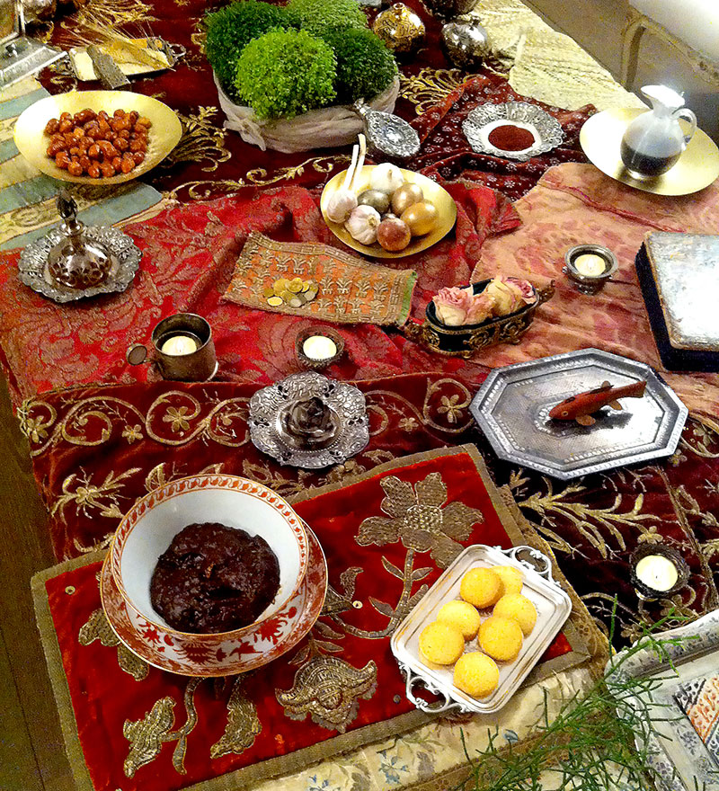 vegetation, jujube fruit, sumac, eggs, coins, goldfish