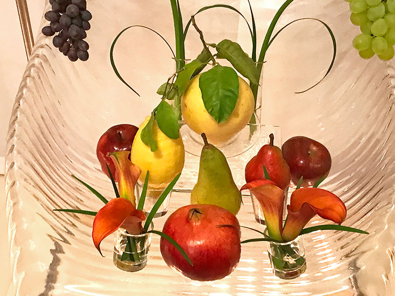 lemons, apples, pears, pomegranate