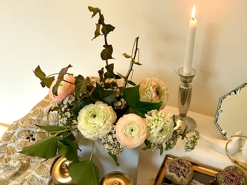 flower bouquet and candle