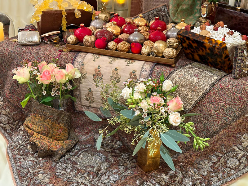 Two bouquets of small roses, spray roses, wax flowers (Ella), Eucalyptus populus and Eucalyptus robusta